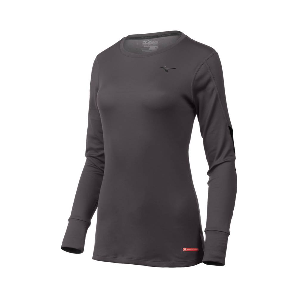 Mizuno Breath Thermo® Long Sleeve - Bayan Base Layer - Gri Türkiye (PHSREI-597)